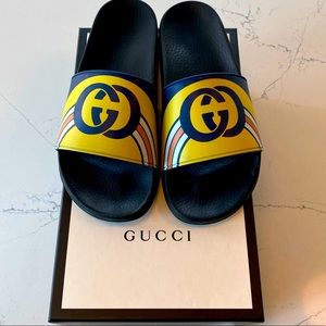 RARE Gucci Interlocking Rainbow Slides, like new